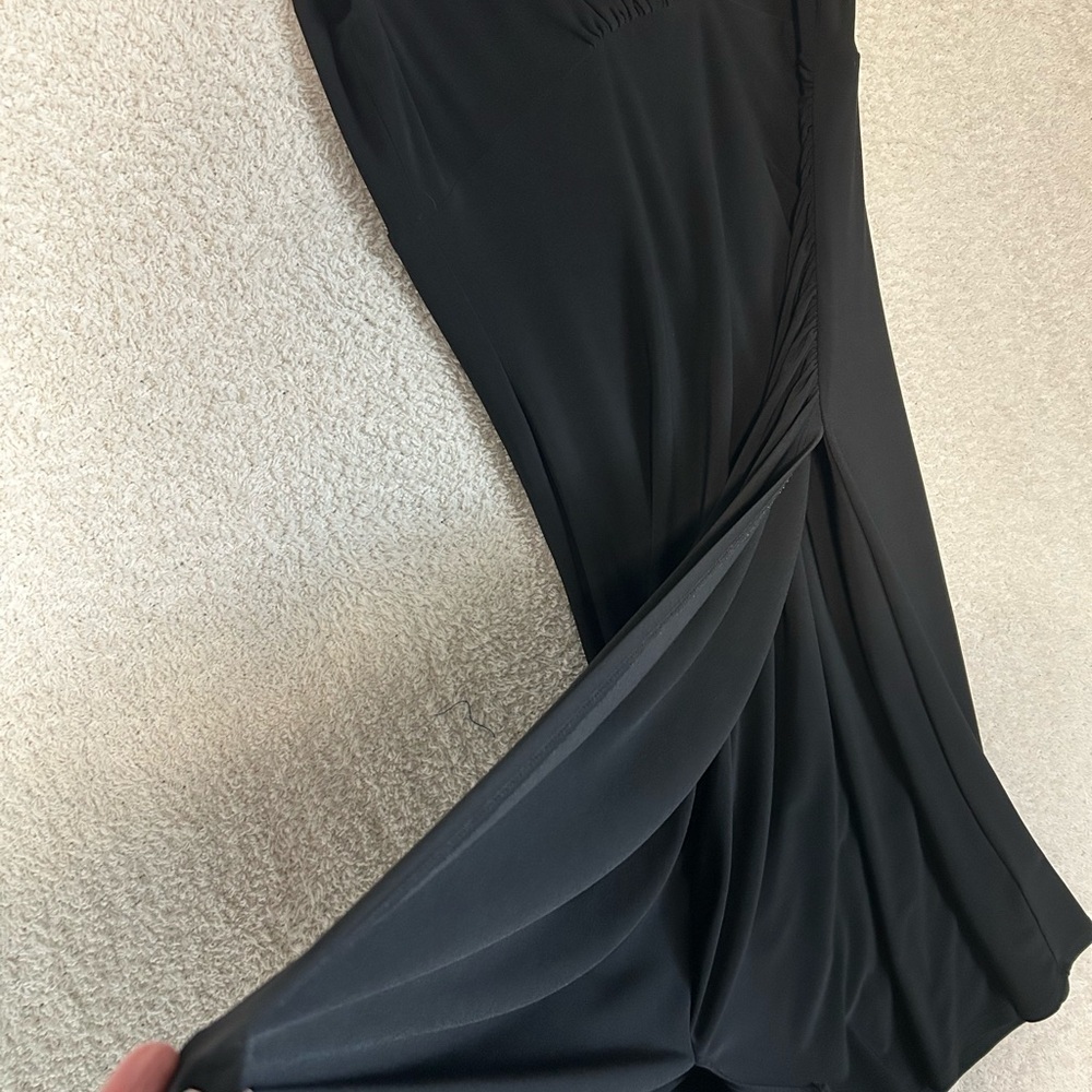 Lauren Ralph Lauren Black Ruched Sheath Midi Dress LBD - Picture 11 of 12